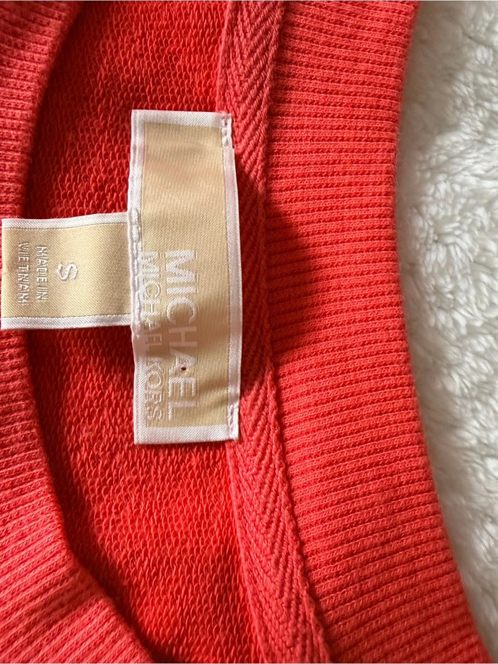 Michael Kors Red Crewneck Sweater with Gold Zipper Details